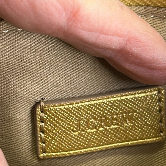 J.CREW SAFFIANO LEATHER GOLD CLUTCH POUCH TASEL ZIP - Picture 6 of 10